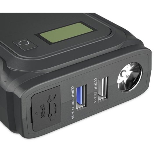 Dometic Pjs 1000 Arrancador Portátil Y Power Bank 1000 A Pico, Batería Lipo 59,2 Wh (16.000 Mah), Carga Qi, 2 Usb, Salida 12 V, Luz Led Y Pantalla Lcd