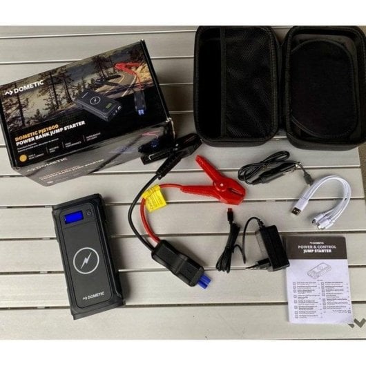 Dometic Pjs 1000 Arrancador Portátil Y Power Bank 1000 A Pico, Batería Lipo 59,2 Wh (16.000 Mah), Carga Qi, 2 Usb, Salida 12 V, Luz Led Y Pantalla Lcd