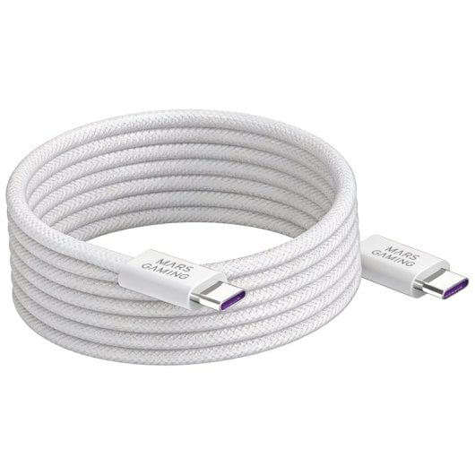 Mars Gaming Mca-100x2 Pack 2 Cables Magnéticos Usb-c 100w 2m Y 1m Trenzado Nylon Blanco