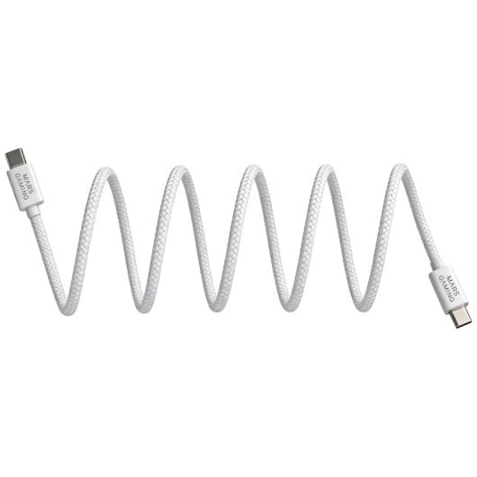 Mars Gaming Mca-100x2 Pack 2 Cables Magnéticos Usb-c 100w 2m Y 1m Trenzado Nylon Blanco