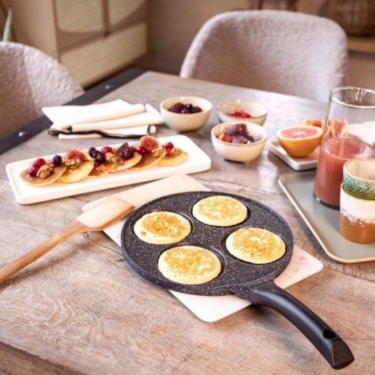 Frigideira Panquecas Livoo MEP148 26 cm Antiaderente 4 Moldes Alumínio Forjado Indução