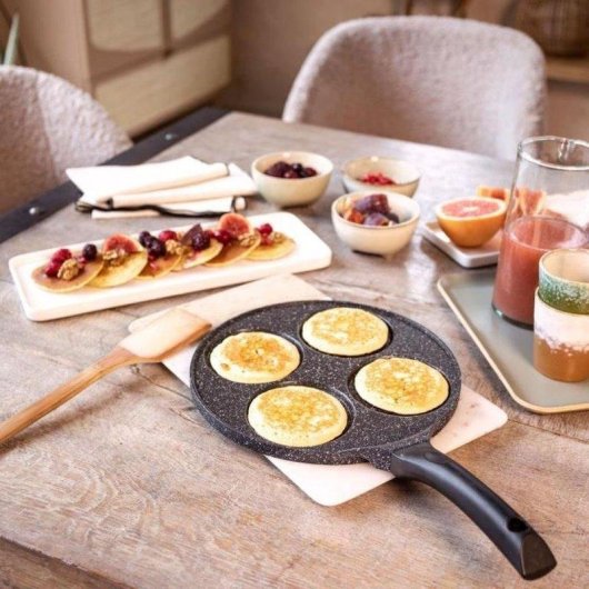 Frigideira Panquecas Livoo MEP148 26 cm Antiaderente 4 Moldes Alumínio Forjado Indução