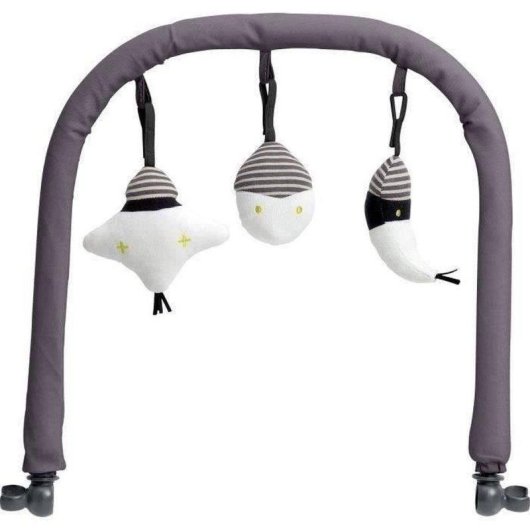 Spielbogen für Babyschaukel Beaba Up&down I grau mit 3 Kuscheltieren