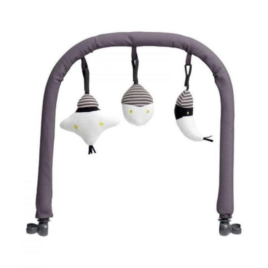 Spielbogen für Babyschaukel Beaba Up&down I grau mit 3 Kuscheltieren