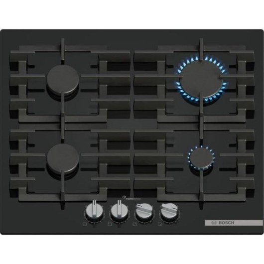Placa de gas encastrable Bosch Serie 6 60 cm 4 fuegos cristal templado negro