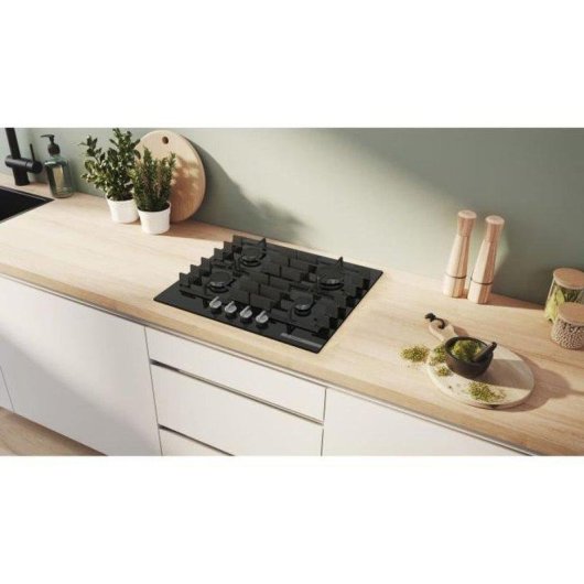 Placa de gas encastrable Bosch Serie 6 60 cm 4 fuegos cristal templado negro