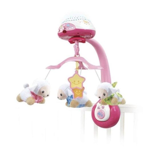 VTech Lumi 3-in-1 Musikbett mobile mit Sternenprojektor und abnehmbarem Nachtlicht Rosa