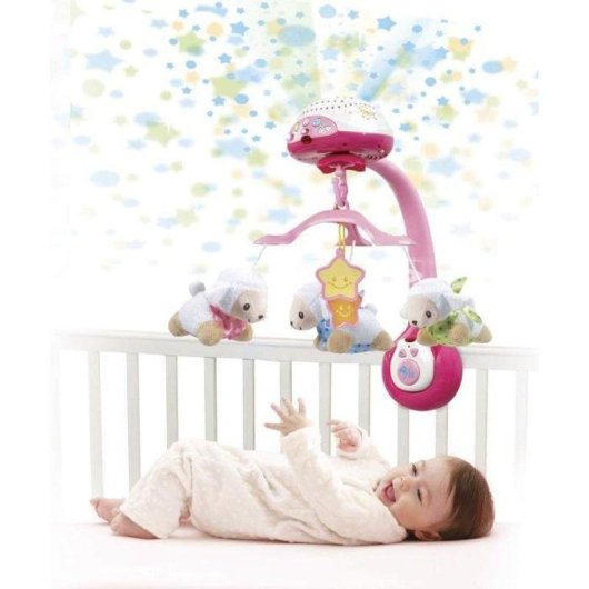 VTech Lumi 3-in-1 Musikbett mobile mit Sternenprojektor und abnehmbarem Nachtlicht Rosa