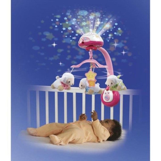 VTech Lumi 3-in-1 Musikbett mobile mit Sternenprojektor und abnehmbarem Nachtlicht Rosa
