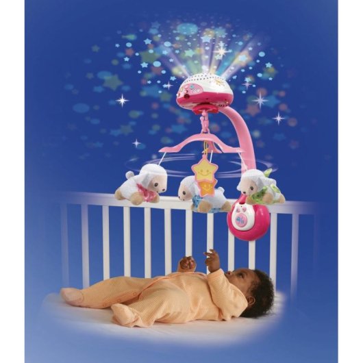 VTech Lumi 3-in-1 Musikbett mobile mit Sternenprojektor und abnehmbarem Nachtlicht Rosa