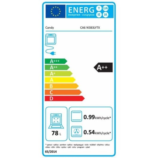 Einbaubackofen Candy CA6 N5B3LYTX Pyrolyse Hydrolyse Dampf 78L A++ WiFi Edelstahl