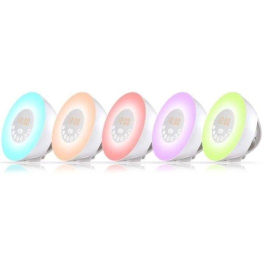 Sveglia radio CGV CR ARUNA simulazione alba 6 colori FM USB touch