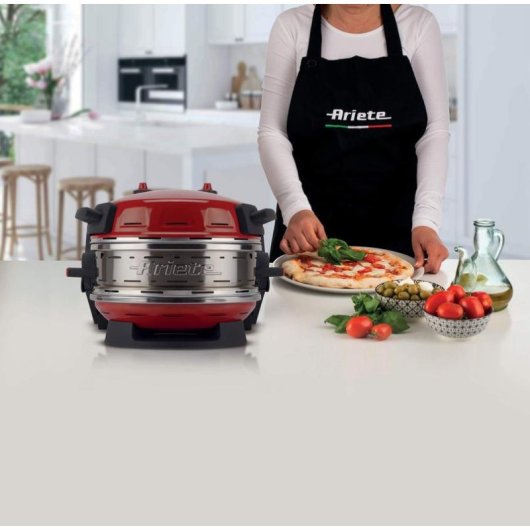 Horno de Pizza Ariete 0927/00 Piedra Refractaria 2 Pizzas 32 cm Rojo