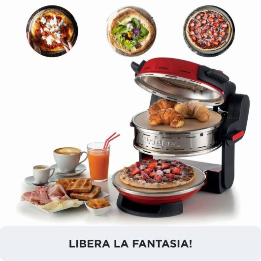 Horno de Pizza Ariete 0927/00 Piedra Refractaria 2 Pizzas 32 cm Rojo