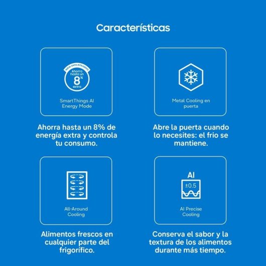 Frigorífico Una Puerta Samsung RR70H39FEVEF No Frost 186cm 387L E Blanco WiFi IA