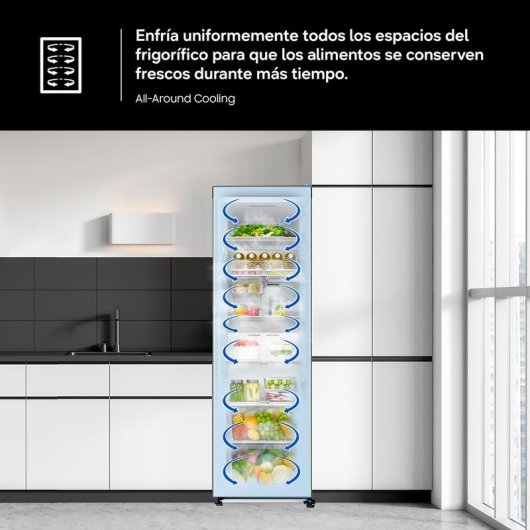 Frigorífico Una Puerta Samsung RR70H39FEVEF No Frost 186cm 387L E Blanco WiFi IA