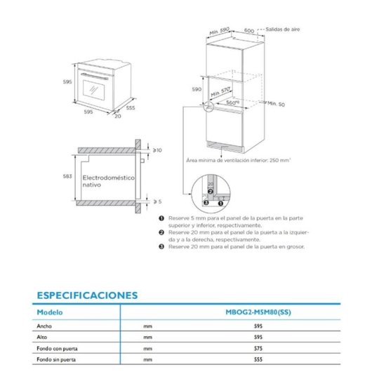 Forno Multifunções Midea MBOG2-M5M80(SS) Limpeza Manual 70L 60cm A Touch Preto