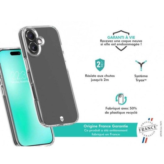 Capa rígida transparente Force Case Feel em plástico anti-impactos para iPhone 17
