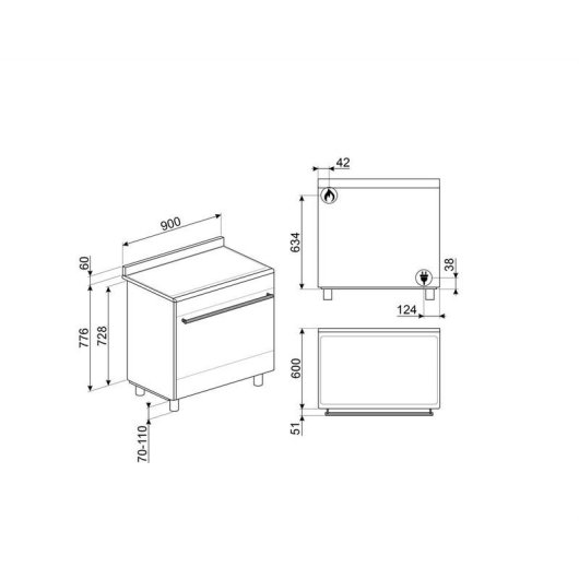 Cucina Smeg SX91GM Acciaio Inox 5 Fiamme Gas