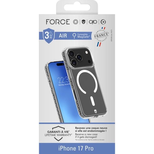 Funda para móvil Force Case Air Xtrem Frost híbrida mate negra para iPhone 17 Pro Max