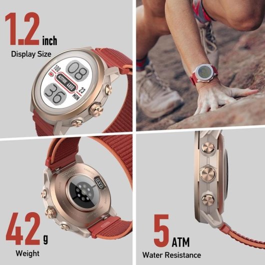 COROS APX2 Bluetooth GPS 1,2'' Gris Silicone Résistant Eau 50m