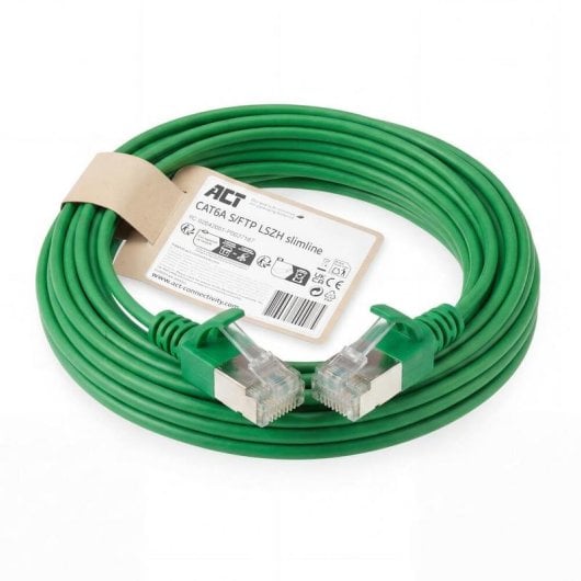 Cabo de Rede ACT CAT6A Slimline S/FTP LSZH 7 m Verde