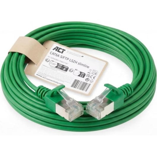 Cabo de Rede ACT CAT6A Slimline S/FTP LSZH 7 m Verde