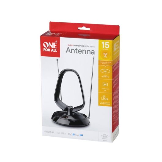 One For All SV9143 Innenantenne Verstärkt 42 dB DVB-T/T2 UHF/VHF
