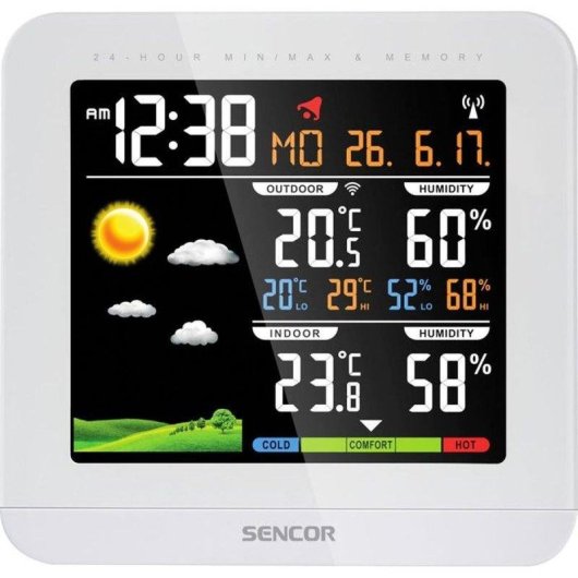 Station Météo Sencor SWS 5600 Écran LCD Couleur Capteur Sans Fil 433 MHz