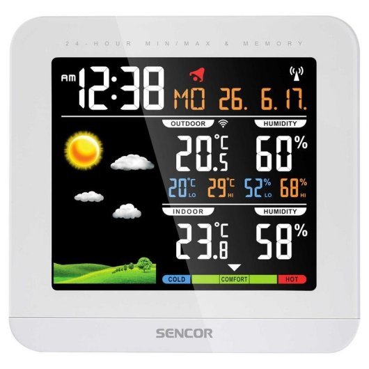 Station Météo Sencor SWS 5600 Écran LCD Couleur Capteur Sans Fil 433 MHz