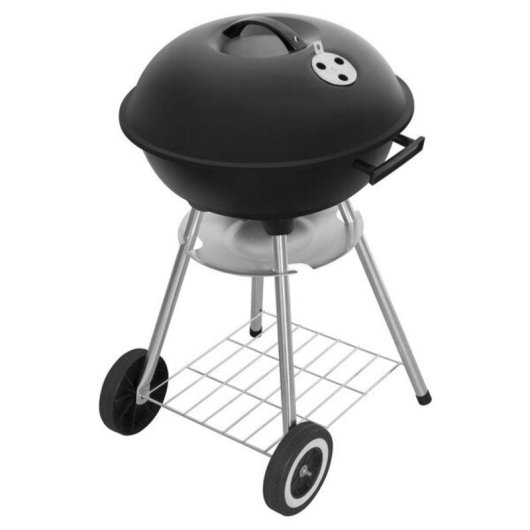 Barbacoa de Carbón Fieldmann FZG 1009 Estilo Kettle en Carro Gris con Tapa Abovedada