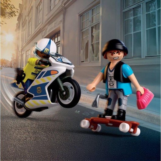 Playmobil 72079 Polizei-Motorrad Set - 17 Teile mit 2 Figuren