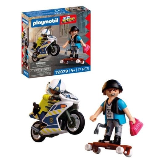 Playmobil 72079 Polizei-Motorrad Set - 17 Teile mit 2 Figuren
