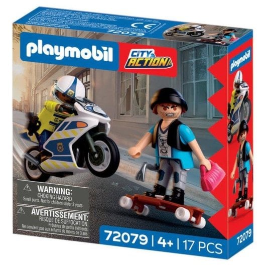 Playmobil 72079 Polizei-Motorrad Set - 17 Teile mit 2 Figuren