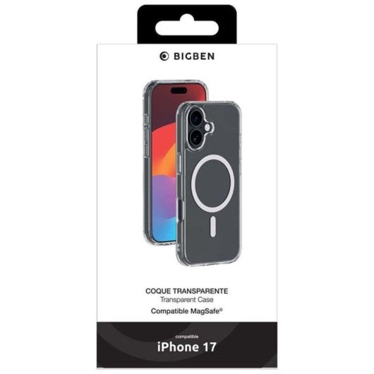 Funda Bigben Hybride Transparente TPU + PC avec MagSafe Blanc pour iPhone 17