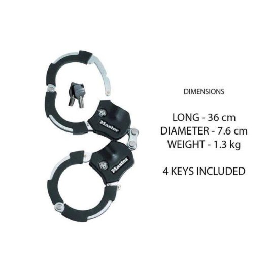 Candado manilla bici Master Lock Street Cuff acero cementado 35 cm 4 llaves