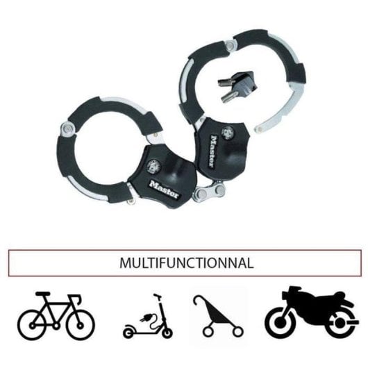 Candado manilla bici Master Lock Street Cuff acero cementado 35 cm 4 llaves