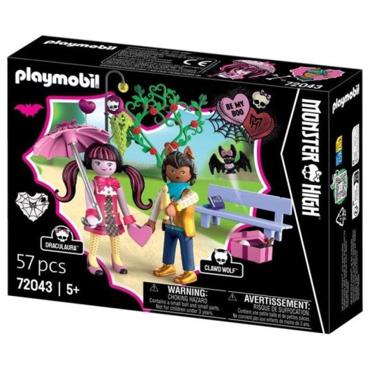 PLAYMOBIL Monster High Valentinstag-Treffen Set Draculaura Clawd Wolf 126 Teile