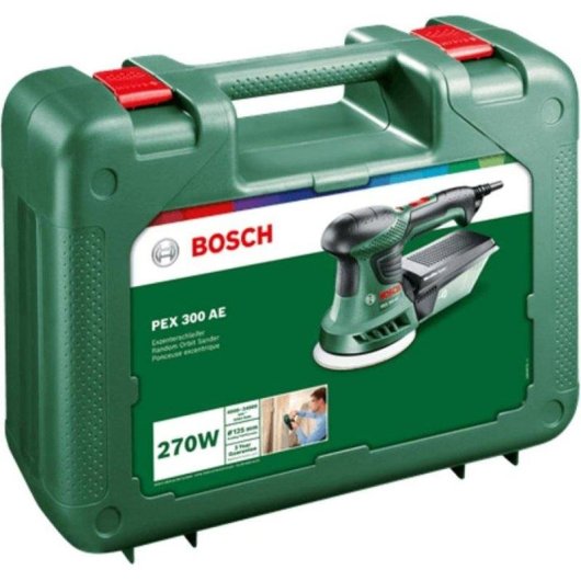 Ponceuse Orbitale Aleatoire Bosch PEX 300 AE 270 W, 125 mm, avec Coffret