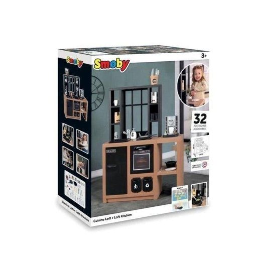 Kinderspielküche Smoby Loft 32 Zubehör Industriedesign