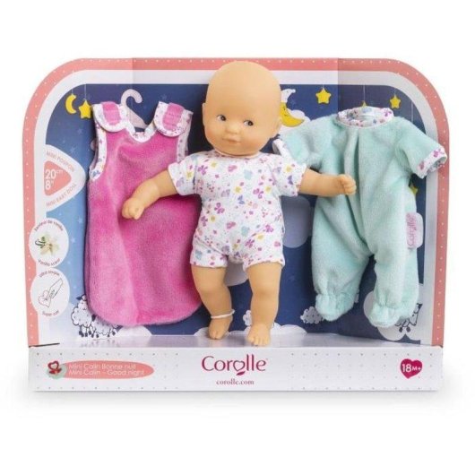 Bambola Corolle Mini Calin Bonne Nuit Papillons 20 cm Con Pigiama e Sacco a pelo