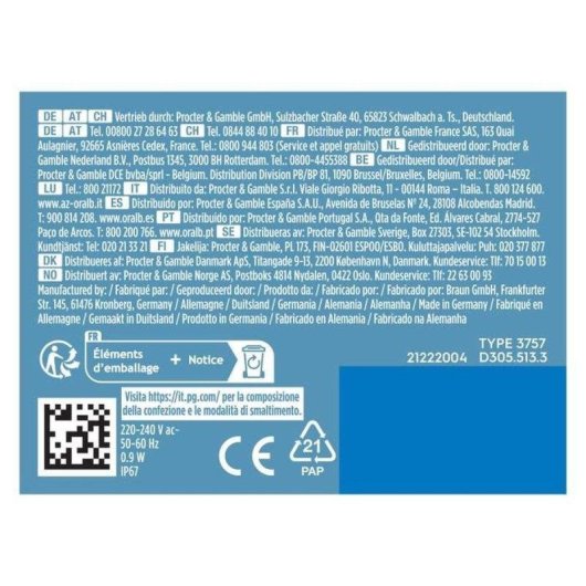 Cepillo de Dientes Oscilante Rotativo Oral-B Pro Series 1 3 Modos 2 Cabezales Sensor de Presión Temporizador