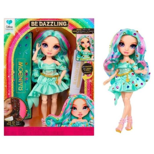 Bambola di Moda Rainbow High Be Dazzling Celine Turquoise 27-28 cm con capelli turquoise