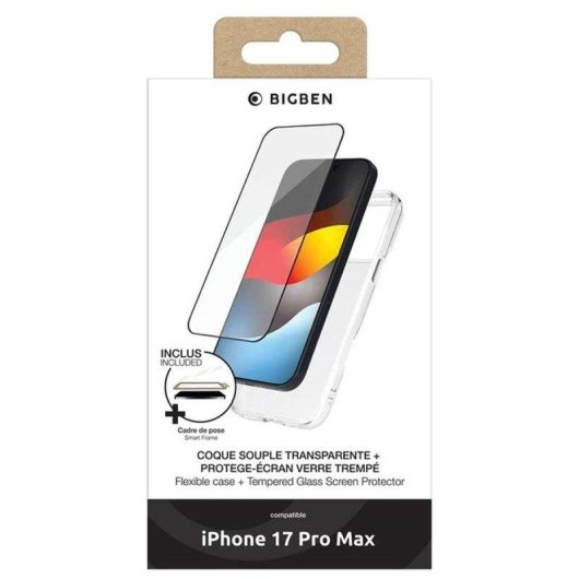 Funda TPU transparente antichoc + verre trempé 2.5D Smartframe BigBen pour iPhone 17 Pro Max