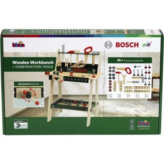 Banco da lavoro infantile in legno FSC Klein licenza Bosch 35+ attrezzi