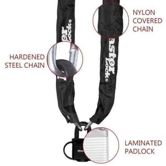 Candado de cadena Master Lock 90 cm funda nylon para bicicleta