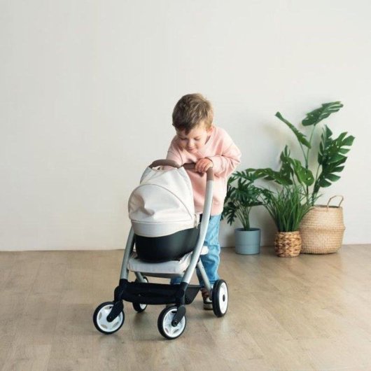 Puppenwagen Smoby 3 in 1 beige mit abnehmbarem Korb und umwandbarem Sitz