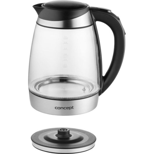 Wasserkocher Concept RK4120 1,7 L 2200 W Schwarz Edelstahl Glas