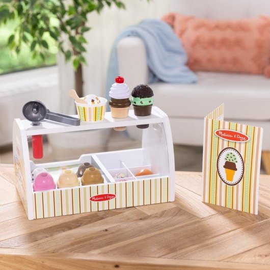 Bancone del Gelato in Legno Melissa & Doug - 28 Pezzi con Coni e Soldi di Gioco