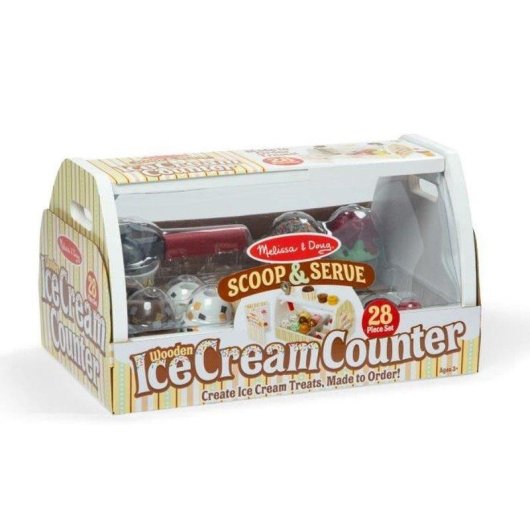 Bancone del Gelato in Legno Melissa & Doug - 28 Pezzi con Coni e Soldi di Gioco
